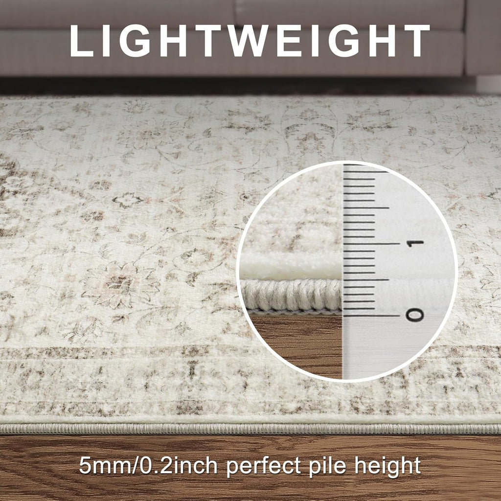 Machine Washable Area Rugs 8x10 Taupe N40618