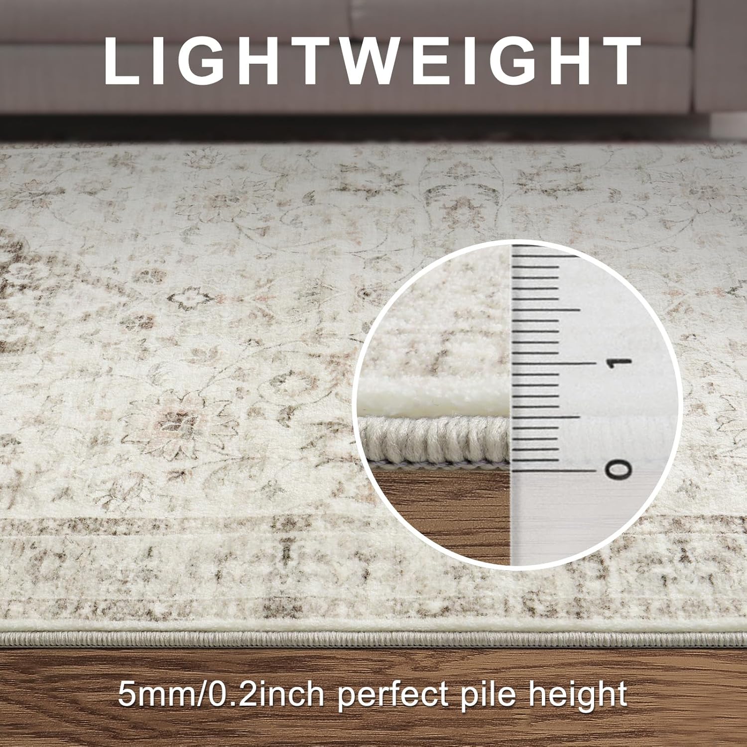 Machine Washable Area Rugs 8x10 Taupe N40618