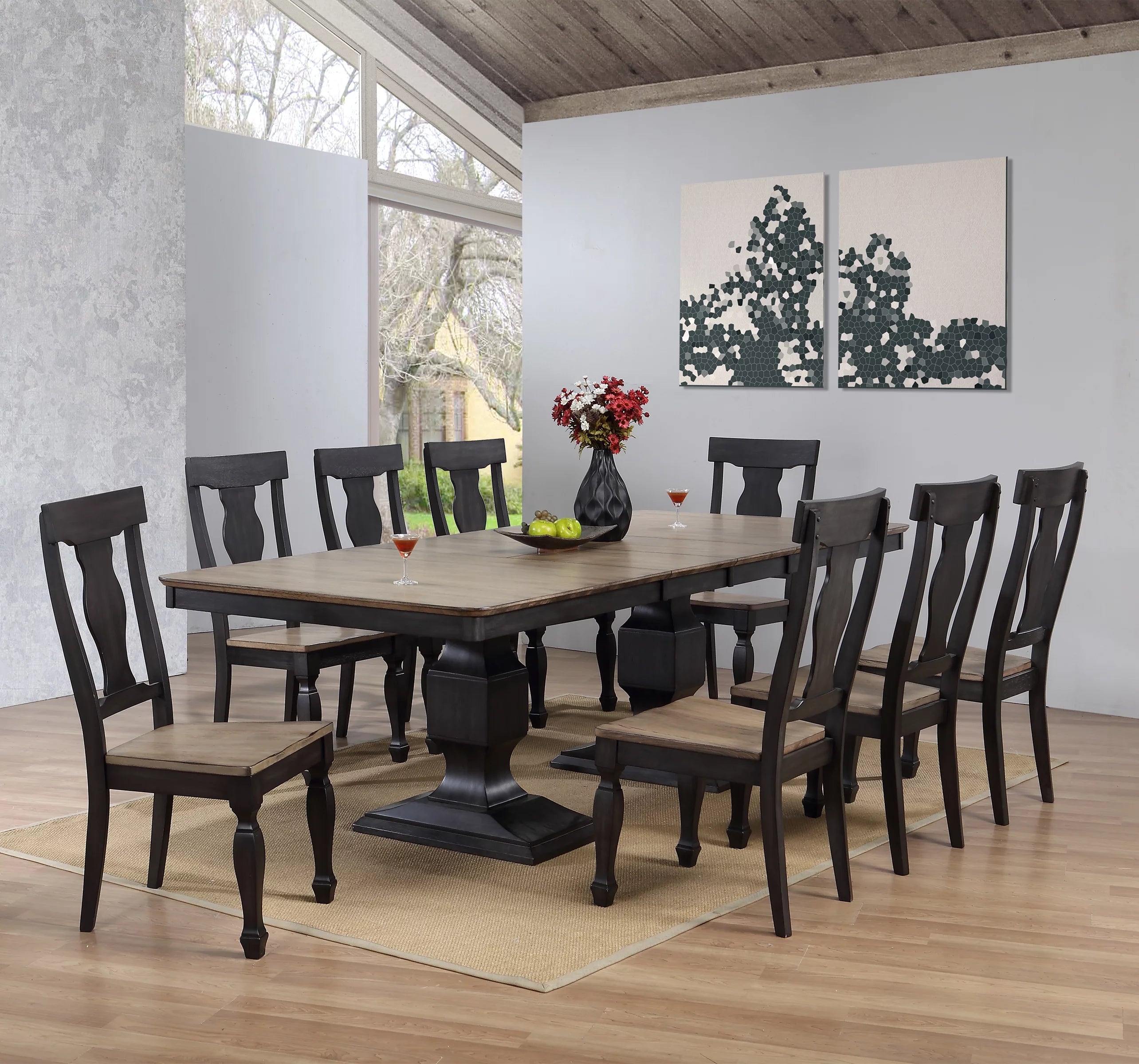 9 Piece Extendable Dining Table and 8 Chairs Set V4562