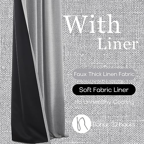 Seafoam Sea Green Grey 96in Long Linen Blackout Curtains 2 Panels F408707