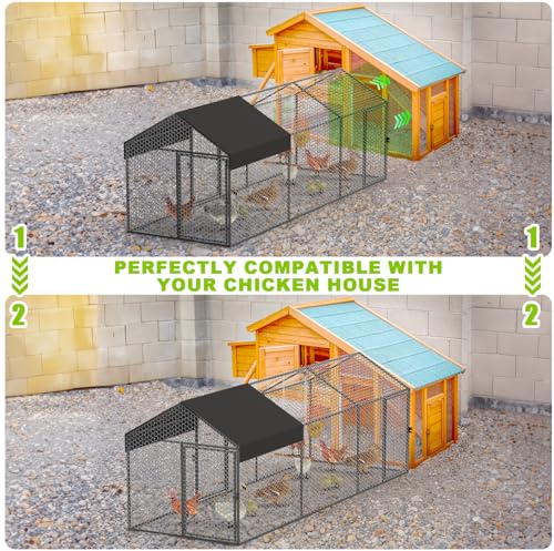 Large Metal Chicken Coop Run with Cover 120" L×40" W×40" H Portable Poultry Cage Y994827