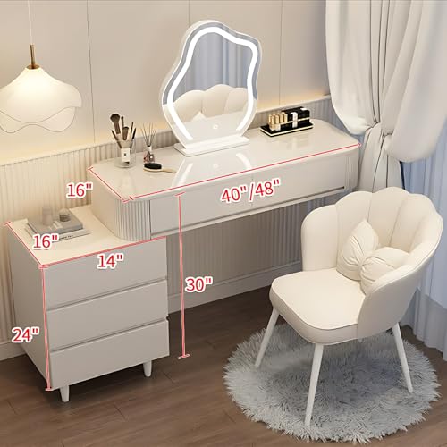 Vanity Table with Drawers and LED Mirror, Solid Wood, 40" G788