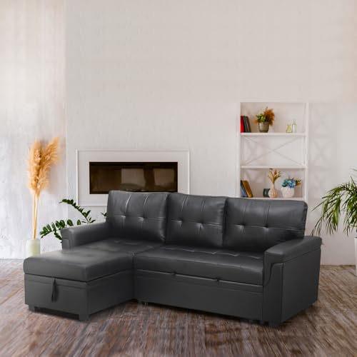 Black Reversible L Shape Sofa with Storage U6770