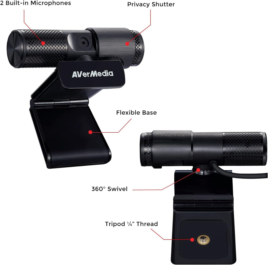 Full HD 1080P Webcam with Privacy Shutter and Dual Microphone B887