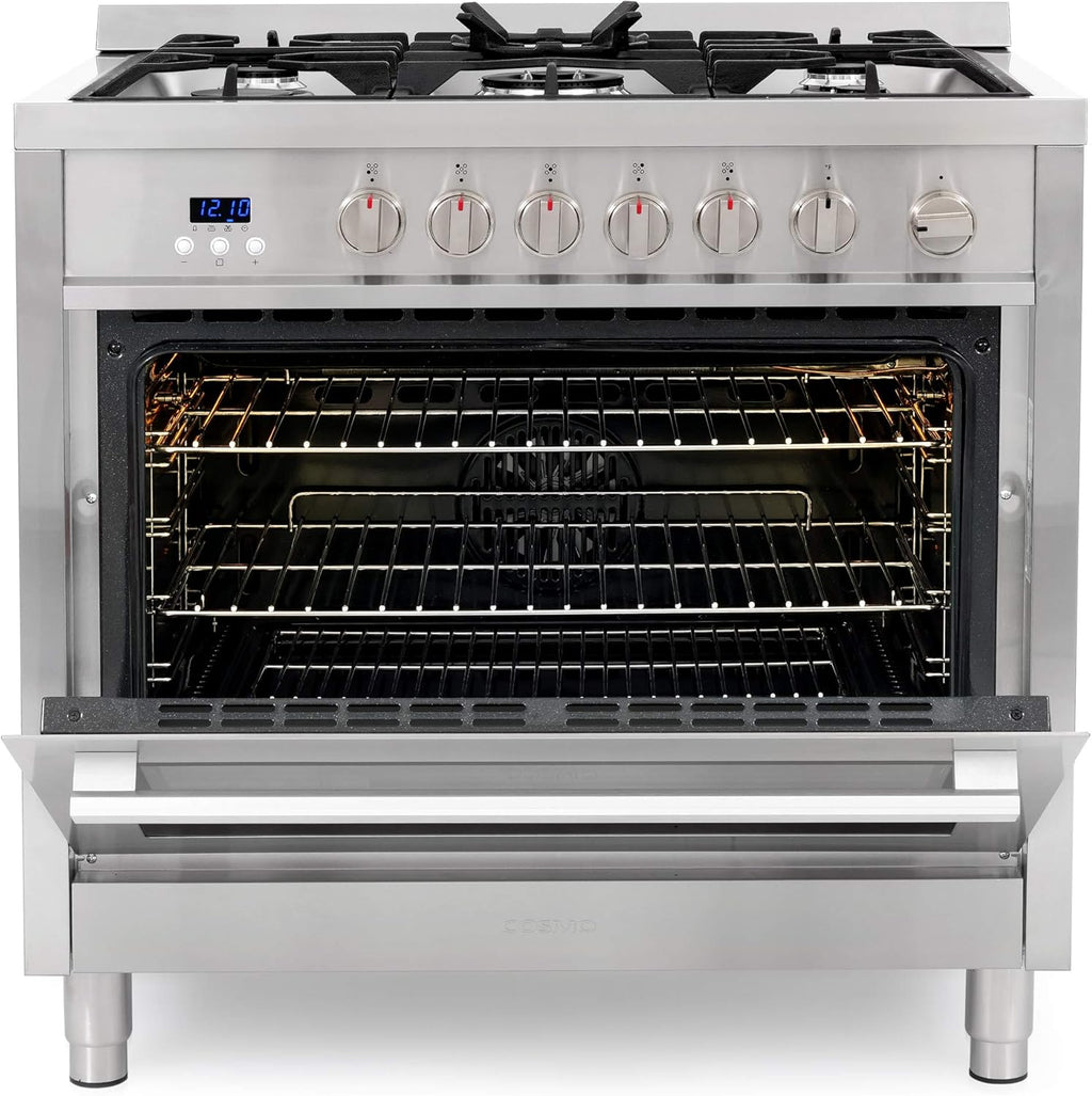 36 in. 3.8 cu. ft. Gas Range with Oven and 5 Burner Cooktop with Cast Iron Grates in Stainless Steel T97691