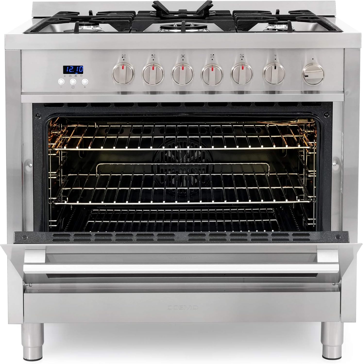 36 in. 3.8 cu. ft. Gas Range with Oven and 5 Burner Cooktop with Cast Iron Grates in Stainless Steel T97691