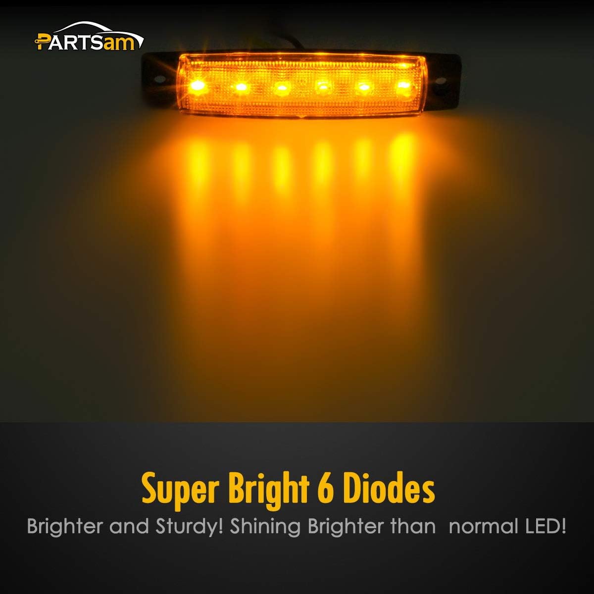 20Pcs 3.8" 6 LED Amber Clearance Lights L365