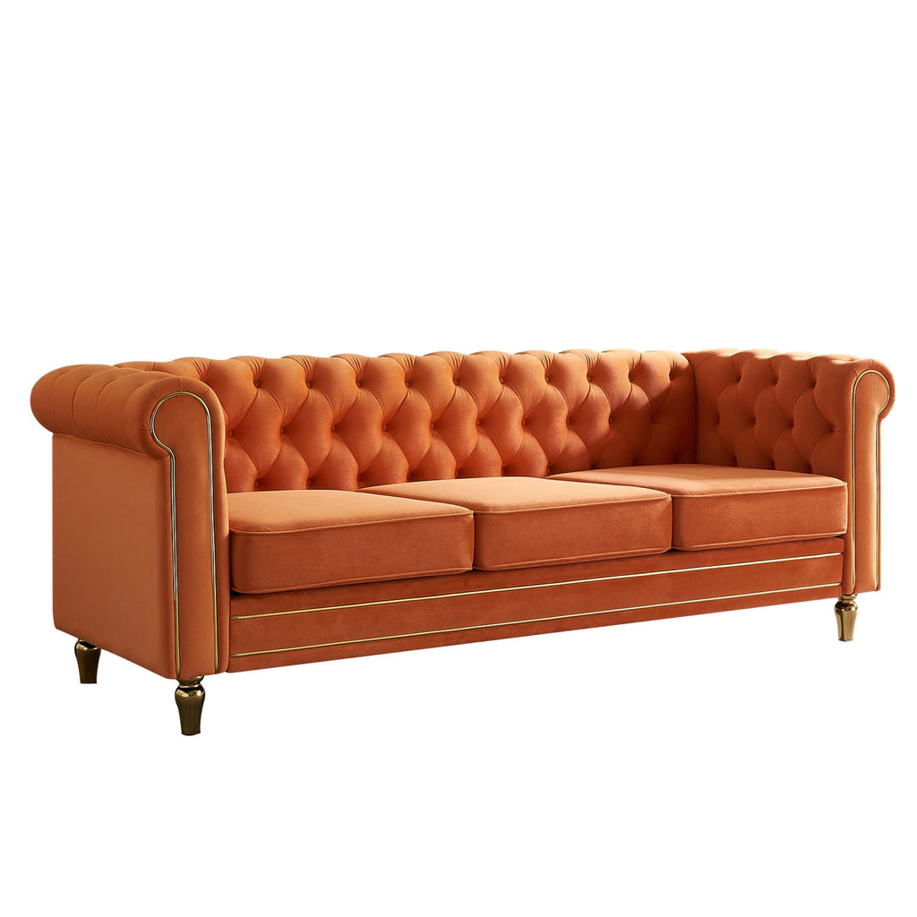 Orange Velvet Sofa 84.65 inch I784