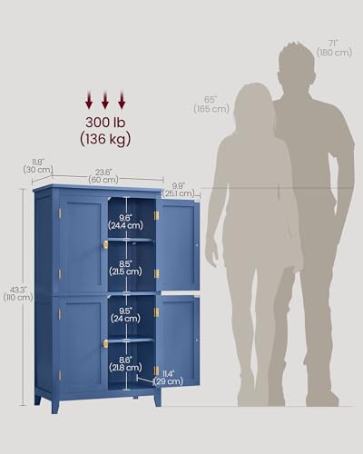 Forest Green 4 Door Freestanding Bathroom Storage Cabinet with Adjustable Shelves L6170