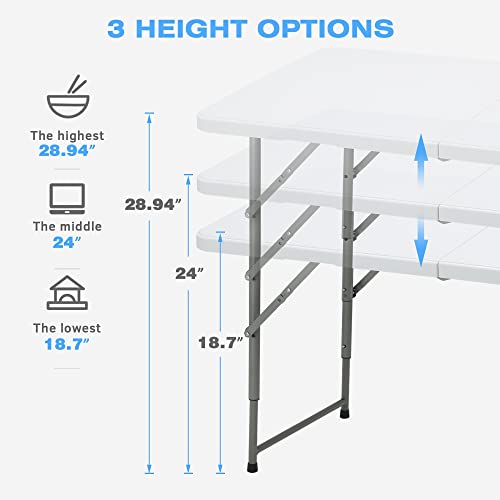 4ft Portable Plastic Folding Table with Adjustable Height I755758