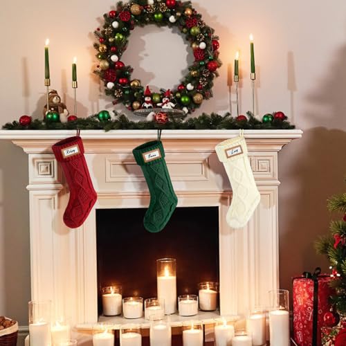 Red 18 Inch Cable Knit Christmas Stocking E52816