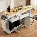 White Mobile Kitchen Island with Extendable Dining Table W872829