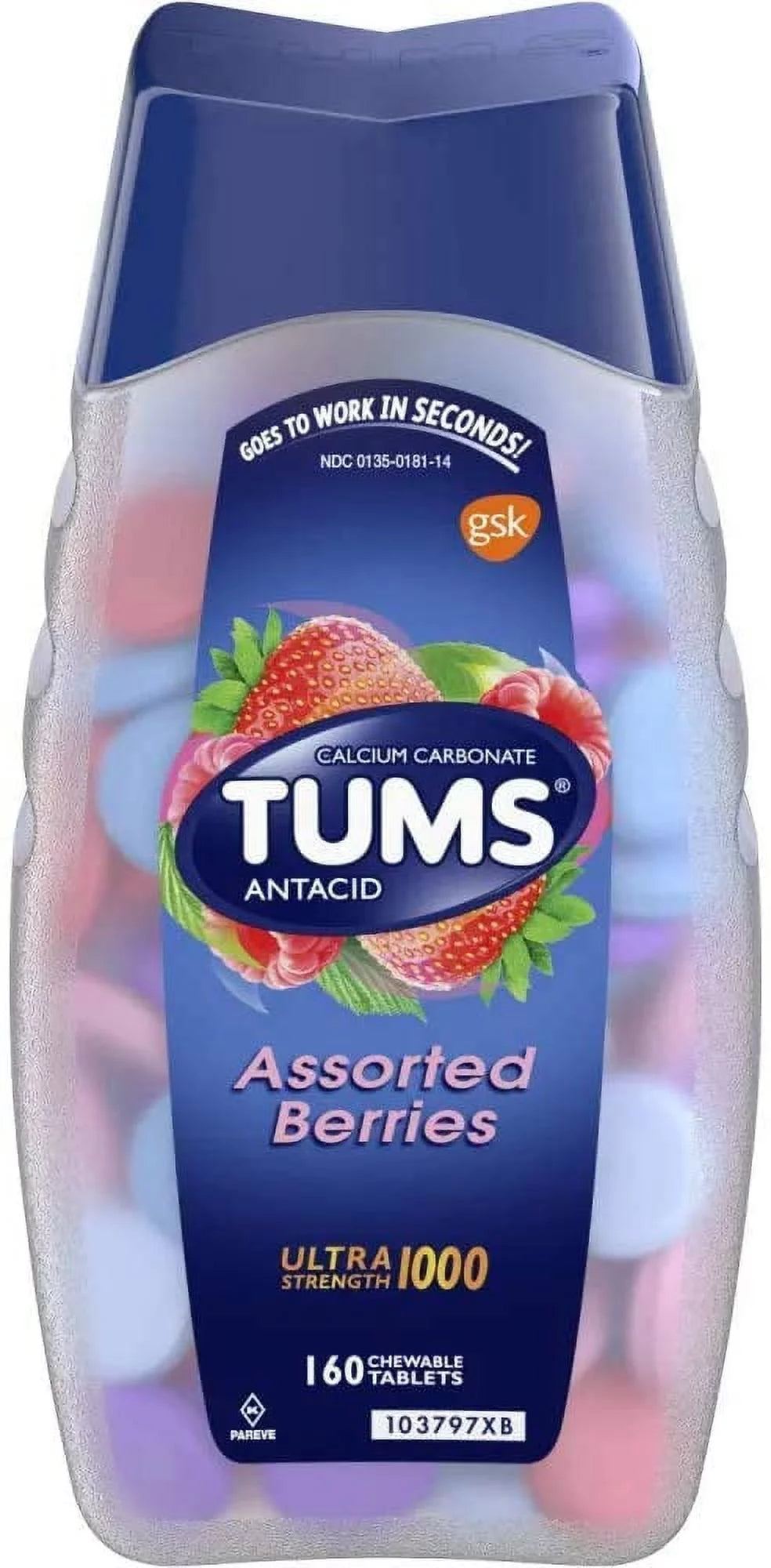 Chewable Tablets, Assorted Berries - 160 Ea (Pack of 3) U17710