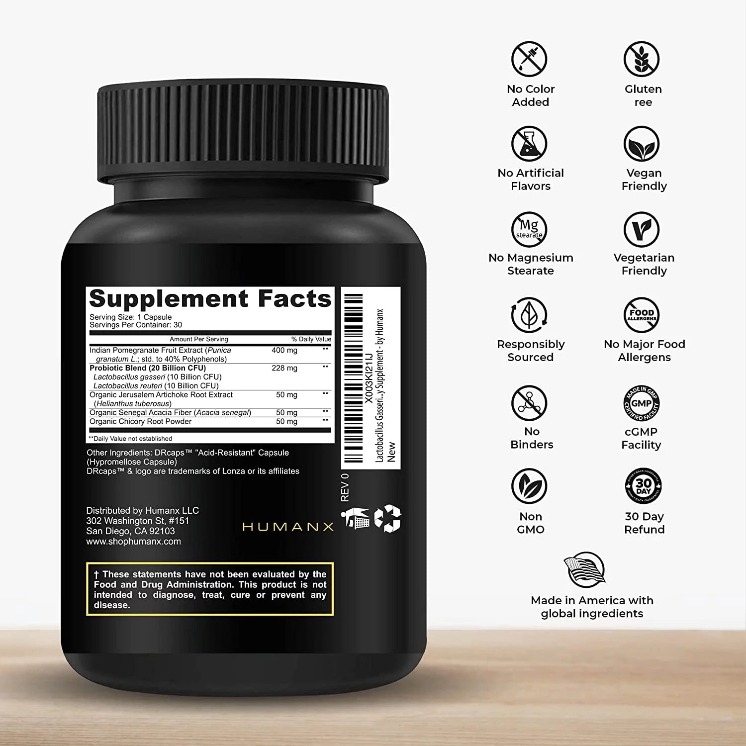 Probiotic Supplement with Lactobacillus Gasseri & Reuteri, 20 Billion CFU, Delayed Release Capsules E2103