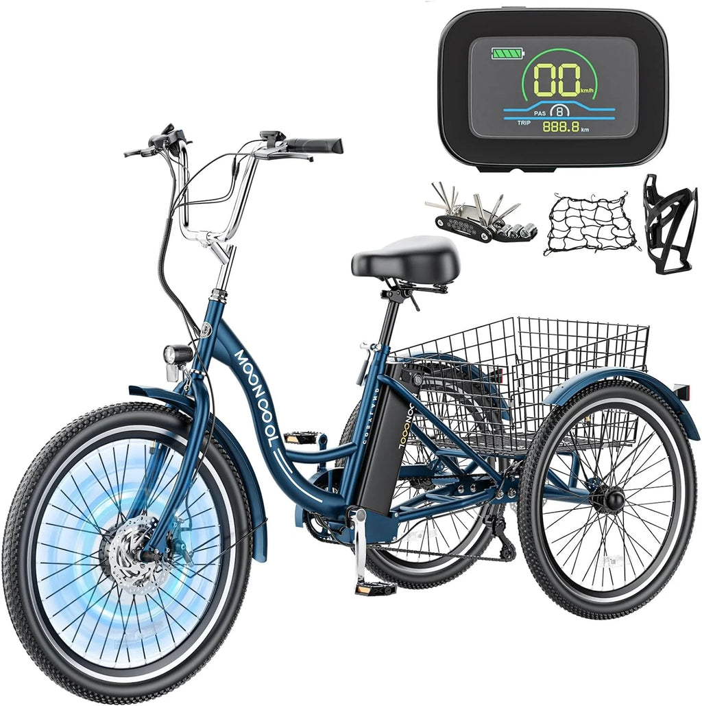 24 26 3 Wheel Electric Tricycle 350W 36V 7 Speeds with Large Basket U9720