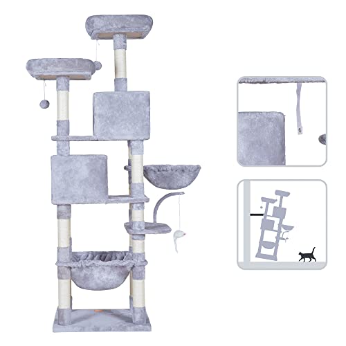 Light Gray Cat Tree with Sisal Scratching Posts Q926