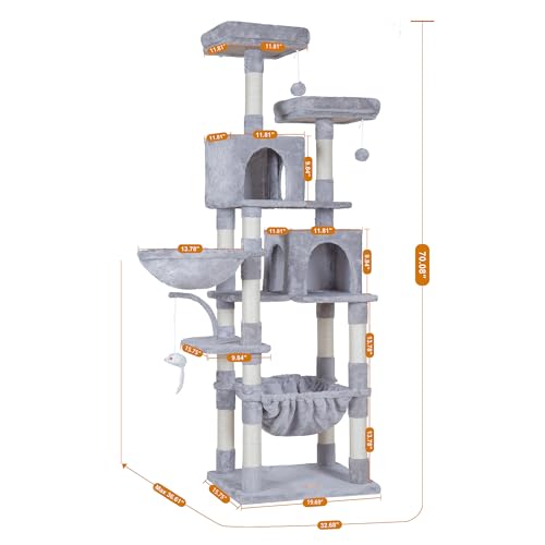 Light Gray Cat Tree with Sisal Scratching Posts Q926