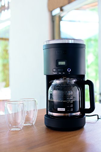 Black 12 Cup Programmable Coffee Machine with Borosilicate Glass Carafe U673
