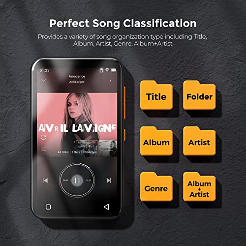 72GB MP3 Player with Bluetooth, 4.0" Full Touchscreen, Speaker, Voice Recorder, E-Book, Blue Z176210