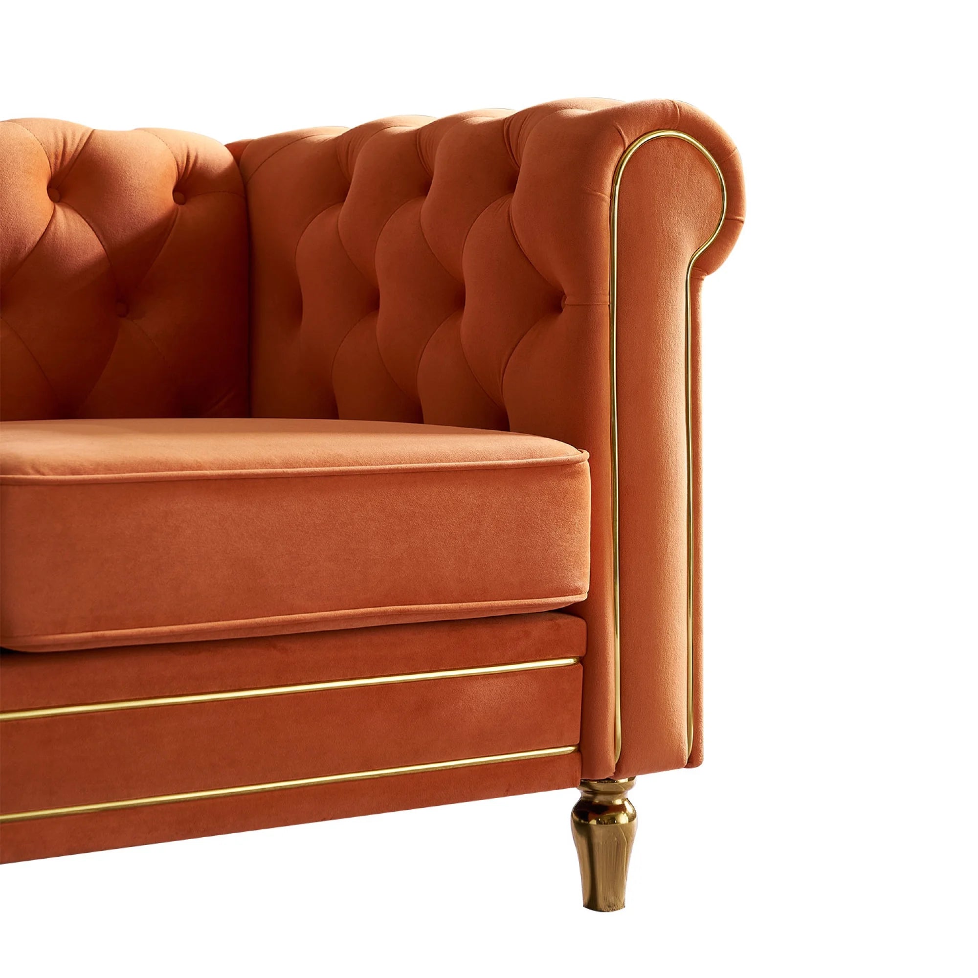 Orange Velvet Sofa 84.65 inch I784
