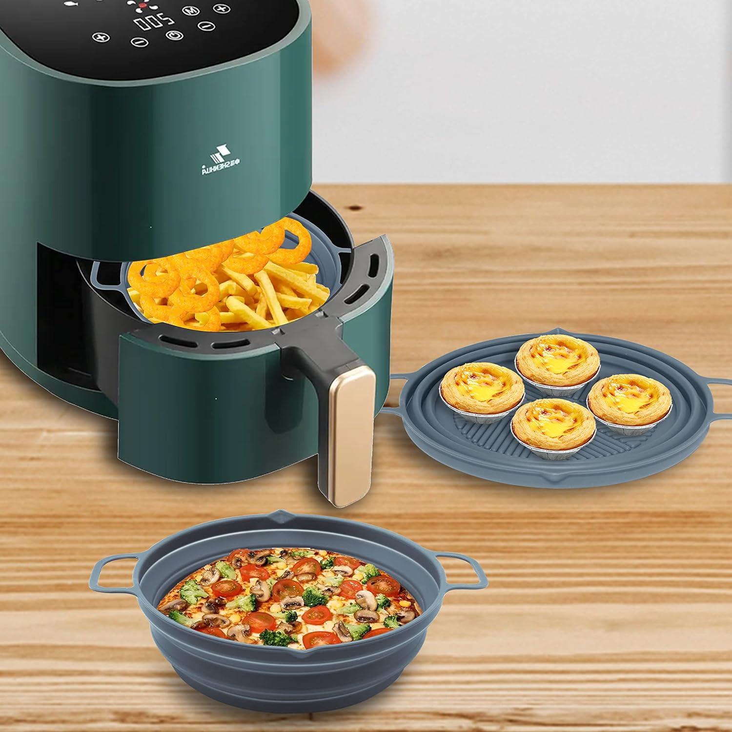 2 Pack 7.5inch Reusable Non Stick Silicone Air Fryer Liner K256205