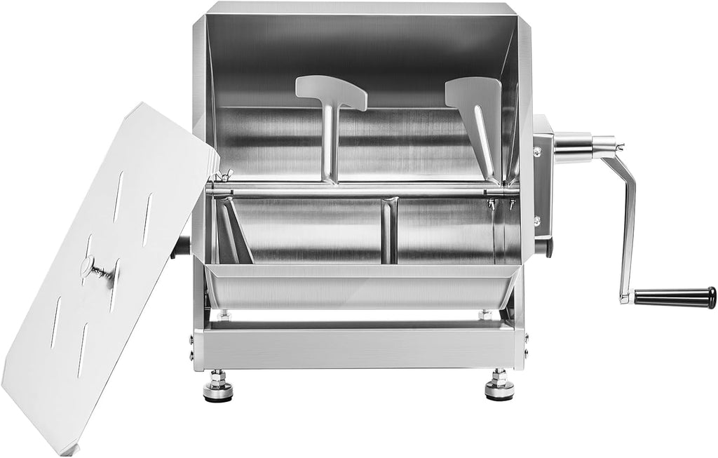 30 Pound Capacity Stainless Steel Manual Meat Mixer with Lid and Handle O57884