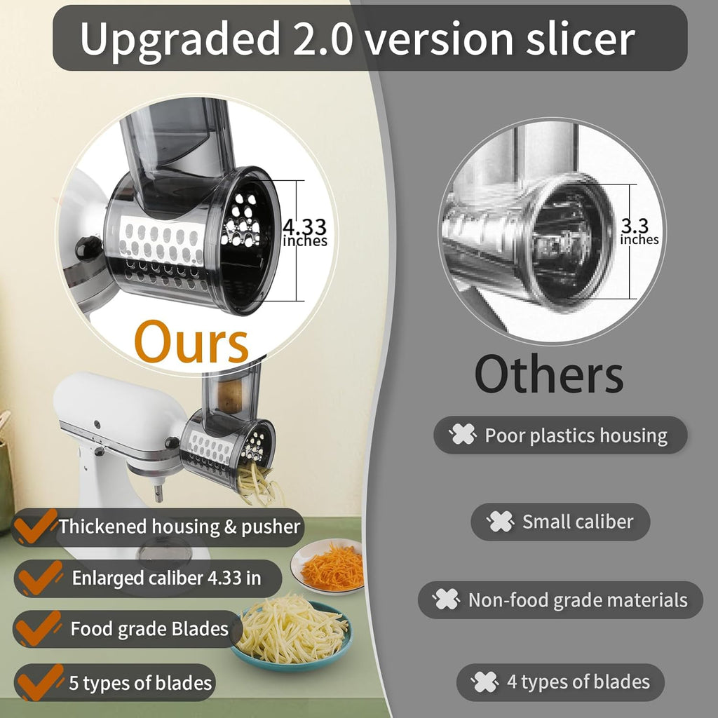 Slicer Shredder Attachments for KitchenAid Stand Mixers with 5 Blades N3036