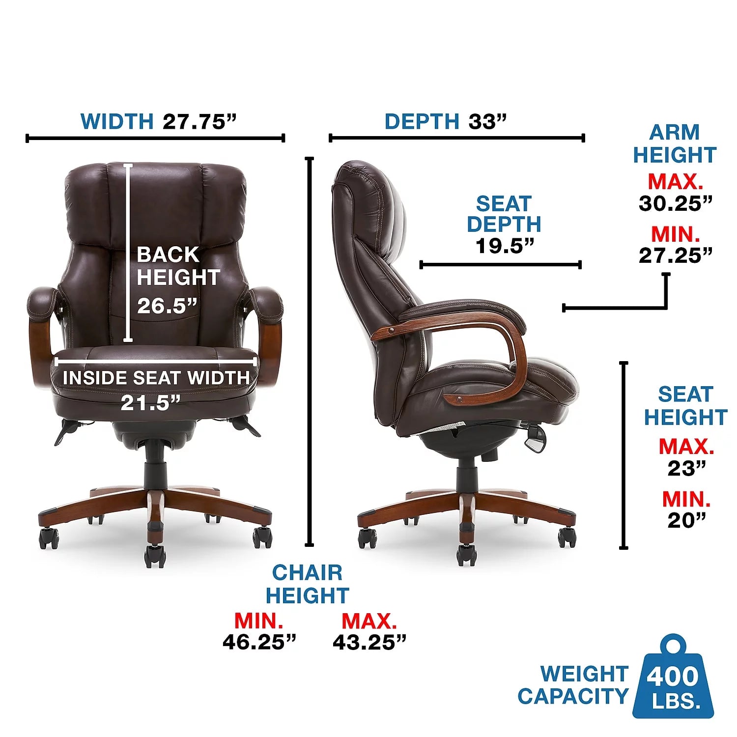 Biscuit Brown Faux Leather Ergonomic Executive Chair Y611