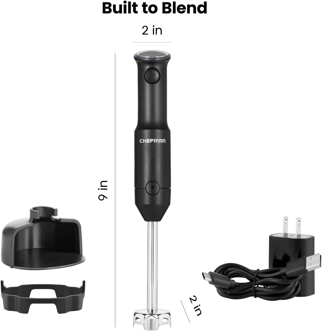 Black Cordless Immersion Blender with Stainless Steel Blades N446