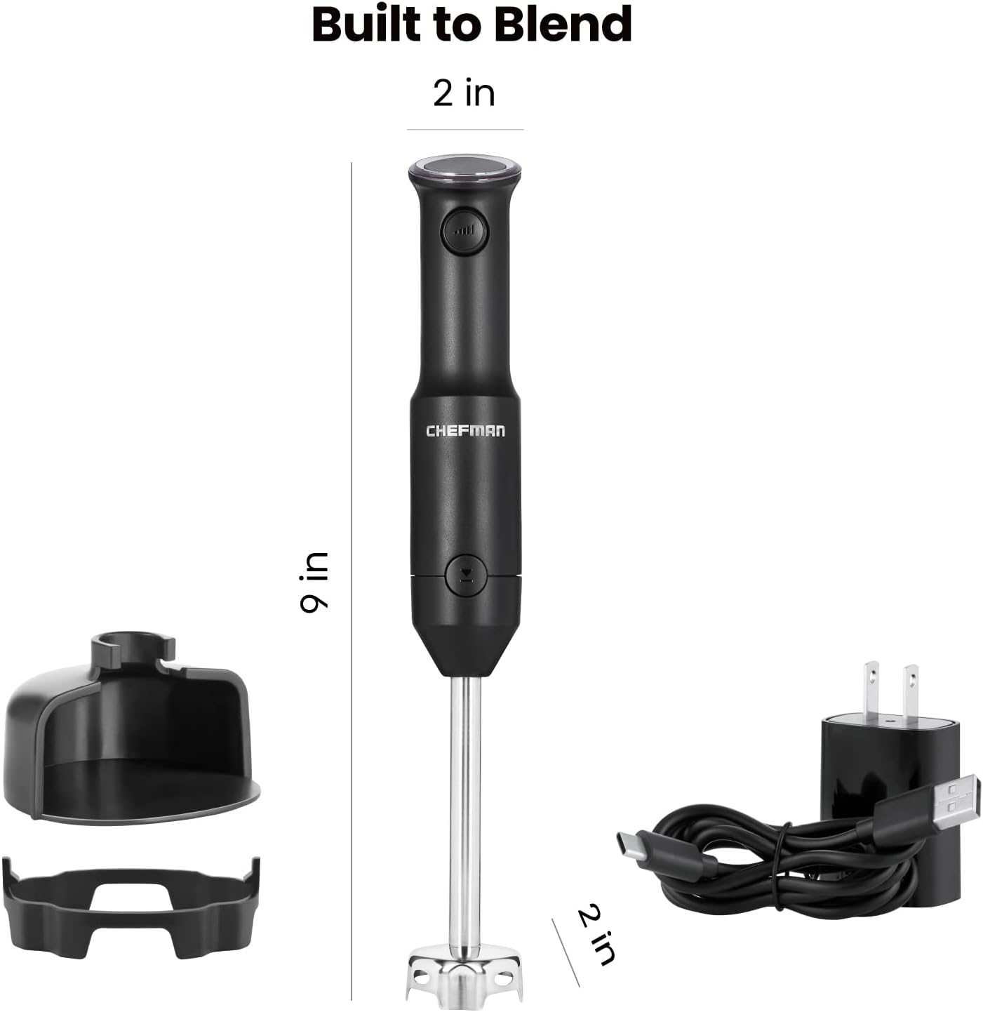 Black Cordless Immersion Blender with Stainless Steel Blades N446