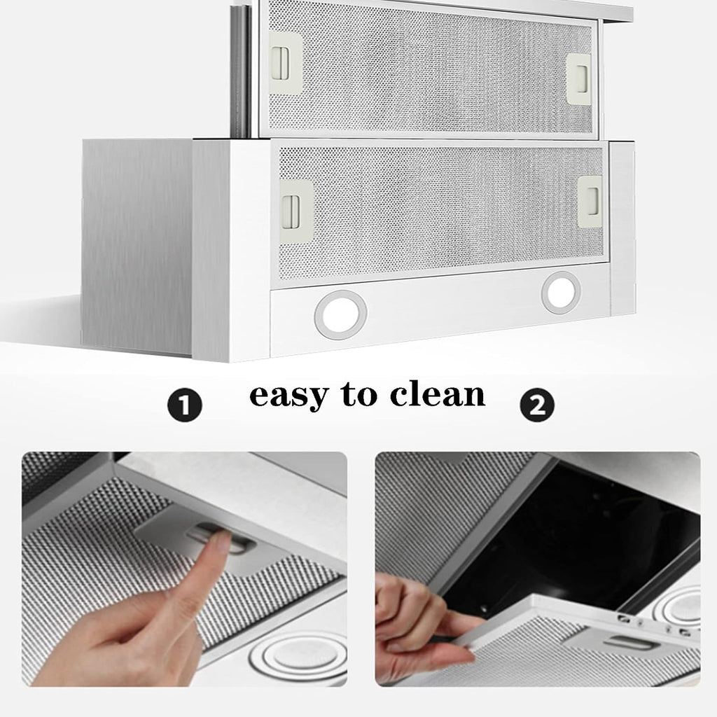 Stainless Steel 600mm Built-in Extractor Hood with LED Light F12733