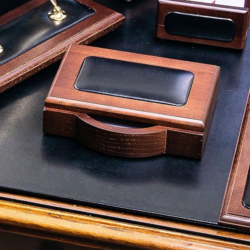 Walnut Black Leather 10 Piece Desk Set S13863