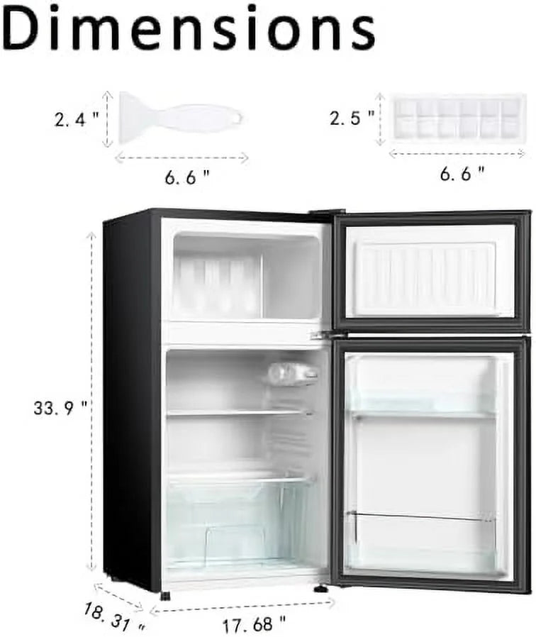 3.2 Cu.ft Mini Fridge with Freezer 2 Door Compact Refrigerator (Black) B30701
