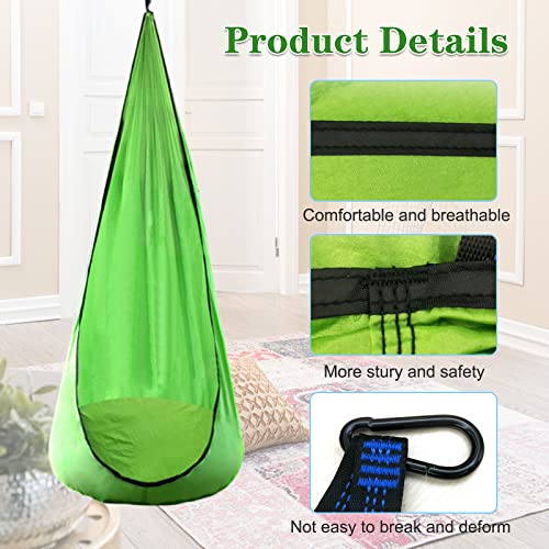 Pink Pod Swing Seat Hanging Hammock Chair with Inflatable Pillow O81902
