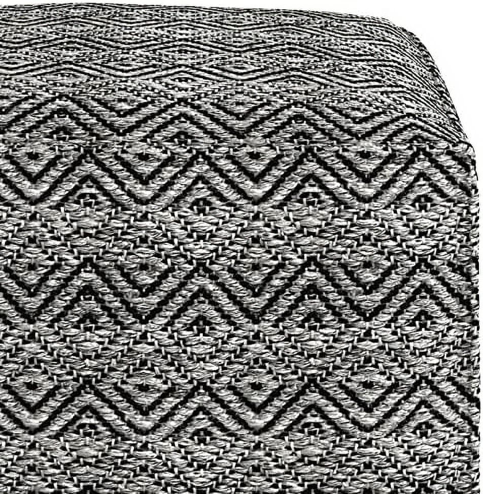 18"X18"X14" Dark Gray Black Cotton Woven Pouf Ottoman C89601