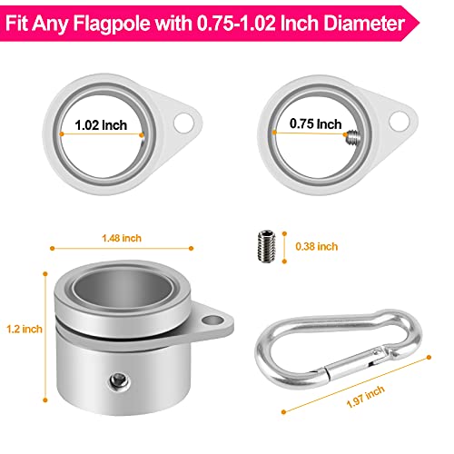 2 Pcs 360° Rotating Aluminum Alloy Flag Pole Rings for 1 Inch Diameter M519