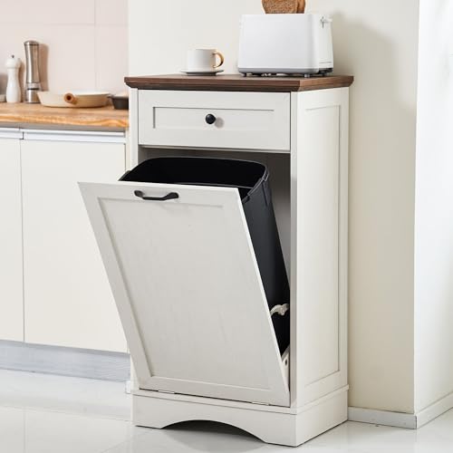 White 13 Gallons Tilt Out Trash Cabinet M2227