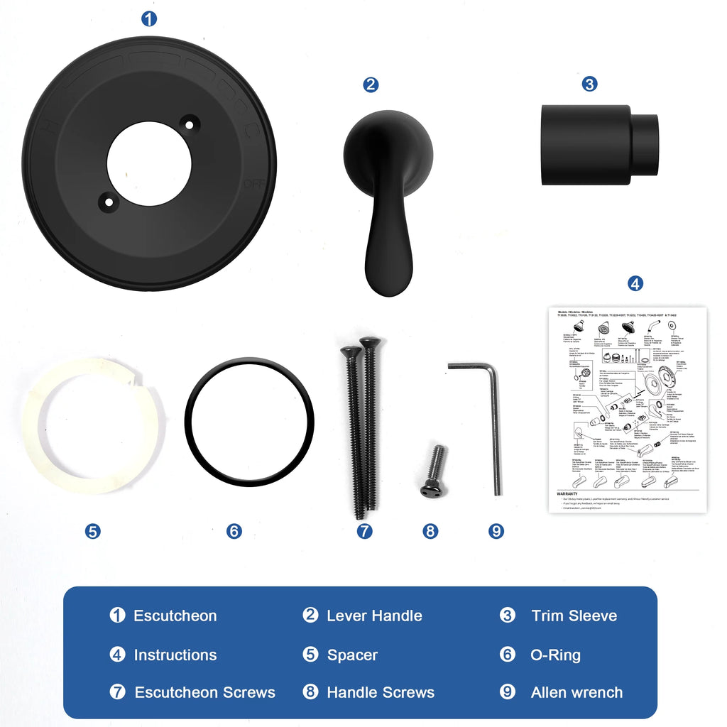 Matte Black Single-Function Shower Valve Trim Kit H2062