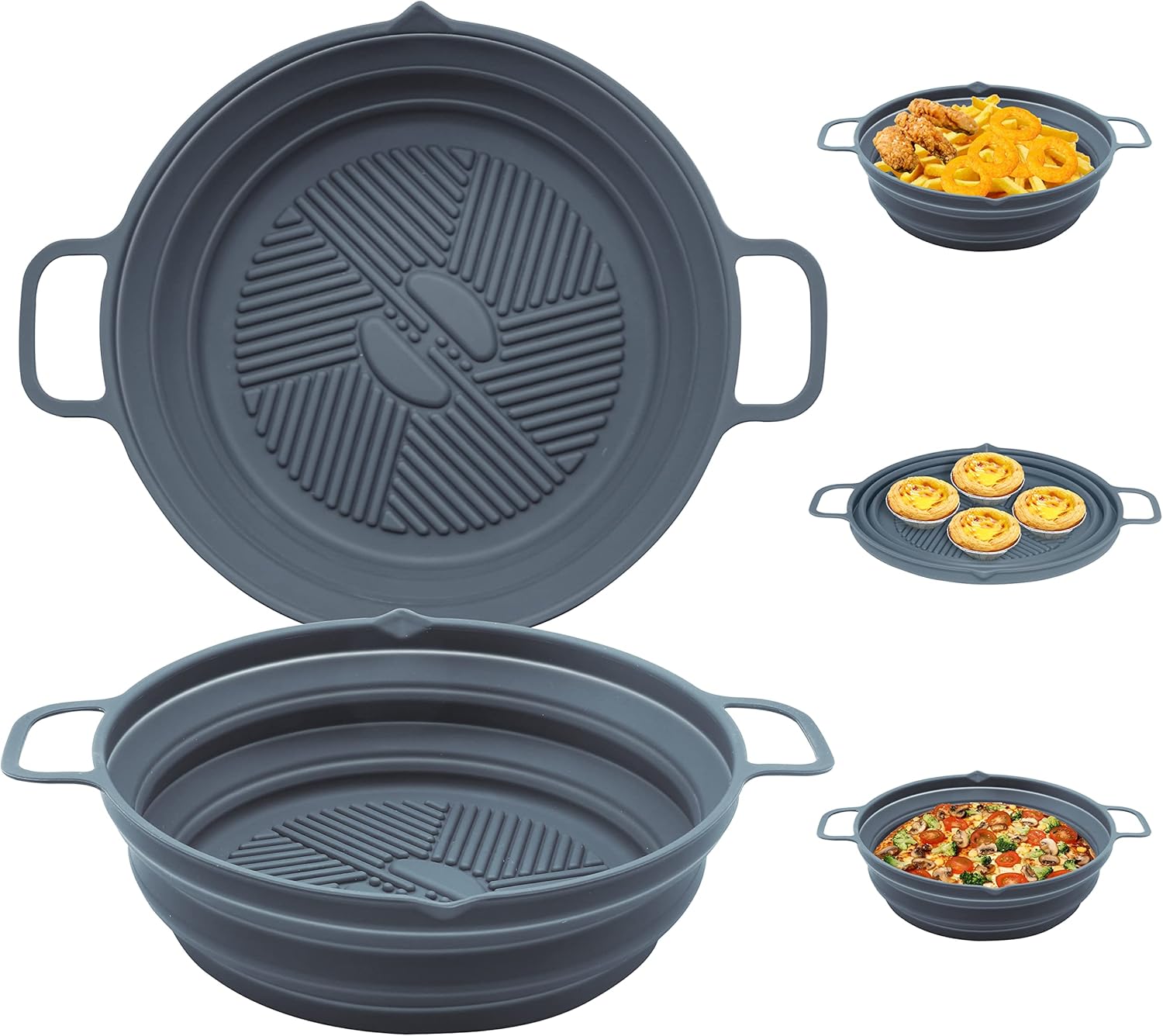 2 Pack 7.5inch Reusable Non Stick Silicone Air Fryer Liner K256205