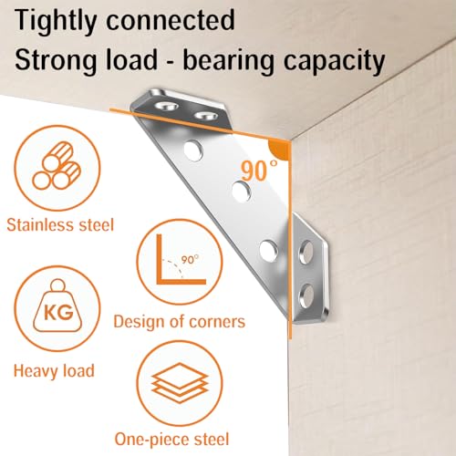 20 Pack Stainless Steel Furniture Corner Braces Connector with 140 Screws U495033