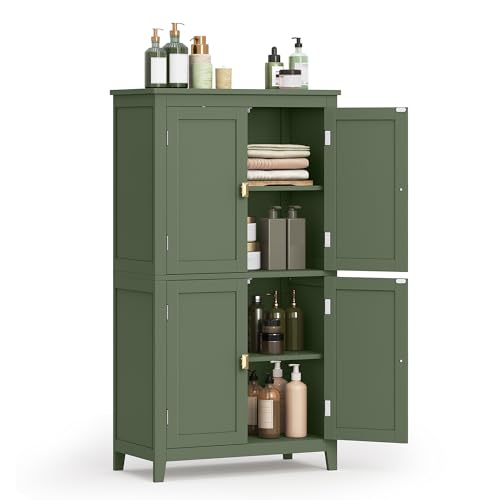 Forest Green 4 Door Freestanding Bathroom Storage Cabinet with Adjustable Shelves L6170