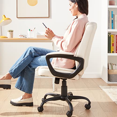 Black PU Padded Mid-Back Height Adjustable Office Desk Chair with Armrest H321