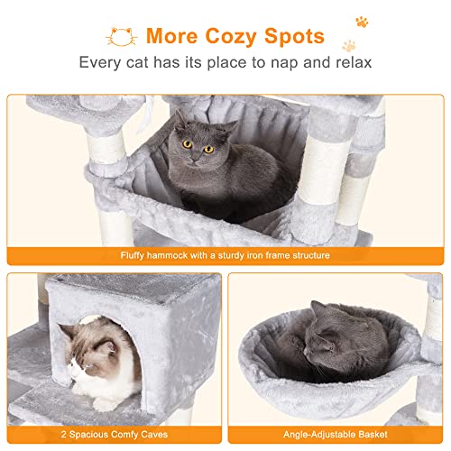 Light Gray Cat Tree with Sisal Scratching Posts Q926