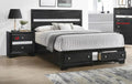 3pc Queen Storage Bed Drawers Panel Bed Nightstand Set Black Wooden V2889