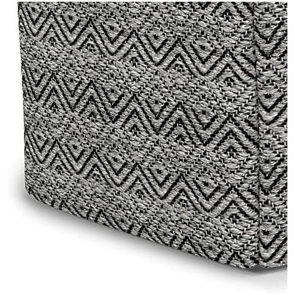 18"X18"X14" Dark Gray Black Cotton Woven Pouf Ottoman C89601