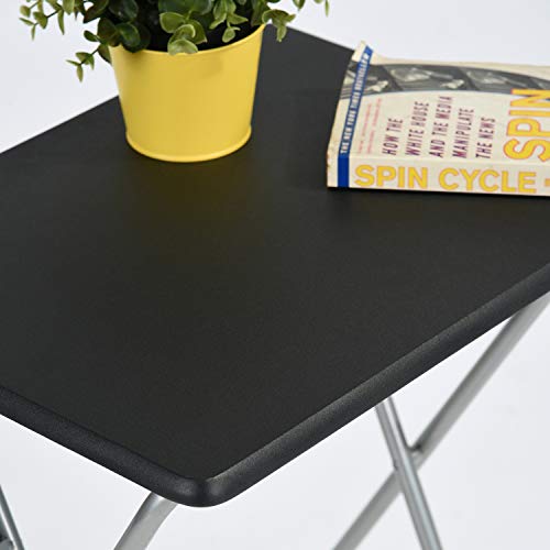 Folding Table with Wood Top Metal Frame, 14.1 x 18.9 x 26 in F788