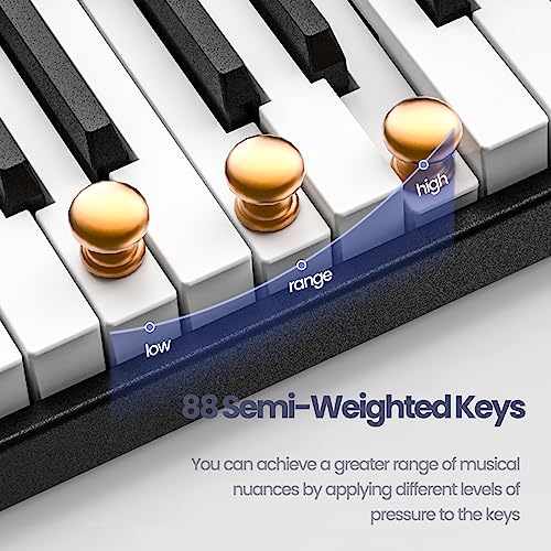 88 Key Digital Piano with Lighted Keys Folding Portable Piano with Piano Bag Bluetooth MIDI Electric Piano Keyboard Y3408