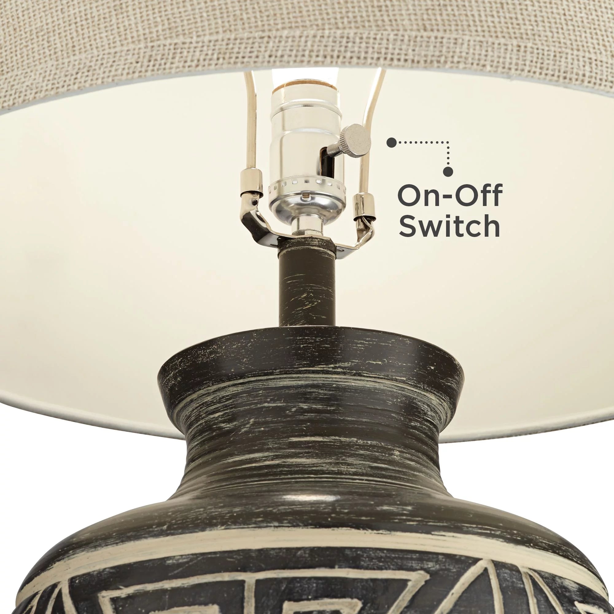 Rustic Table Lamp 32" Tall Earth Tone Linen Drum Shade D979
