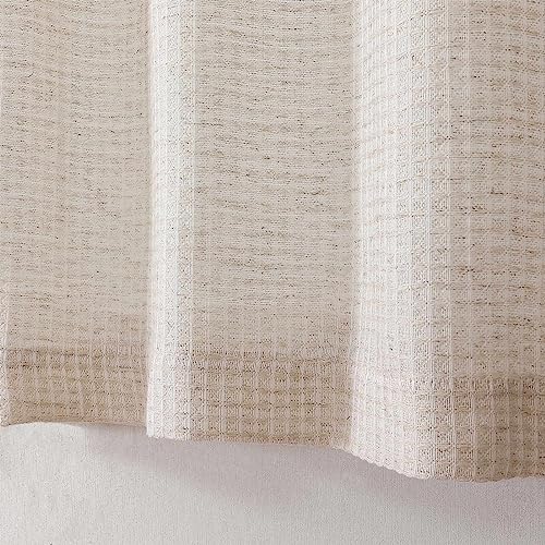 Natural Waffle Linen Kitchen Curtains 24 Inch Length 2 Panels F395