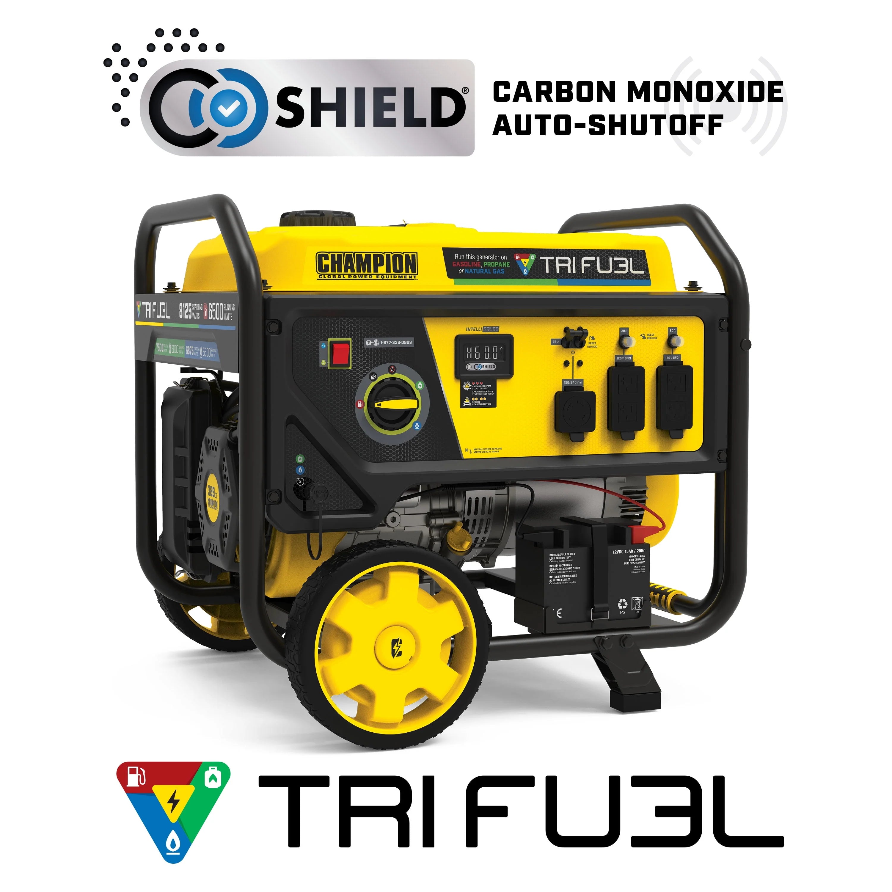 6500-Watt Tri-Fuel Portable Generator with Electric Start V6013